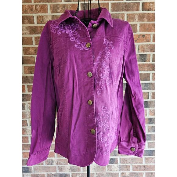 TRILLLOGY by Morning Sun Western Embroidered Pink Shacket Jacket Large Craft DIY - Picture 1 of 8